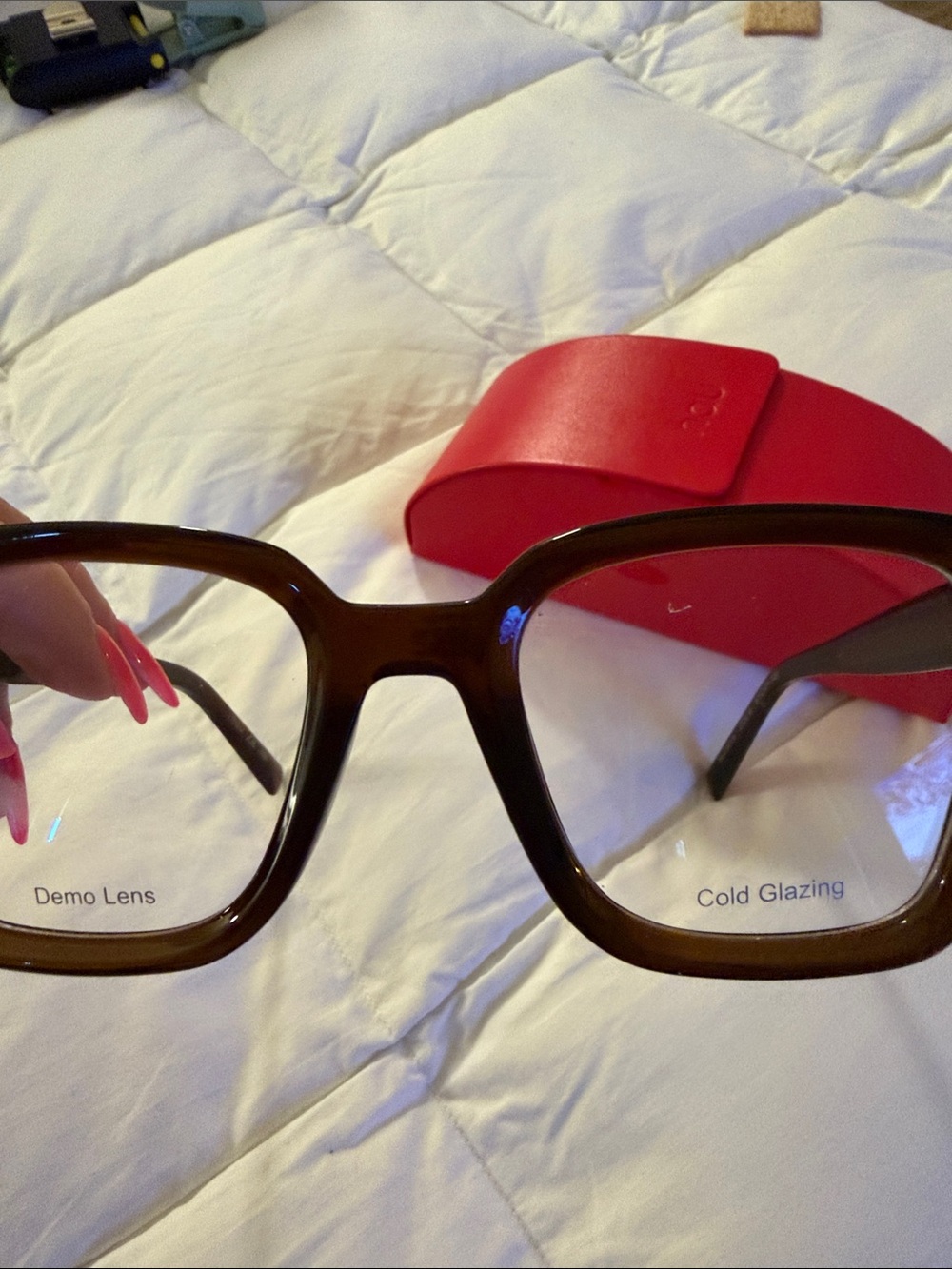 Nau Brown Square Frame Glasses with Red Case - Picture 5 of 8